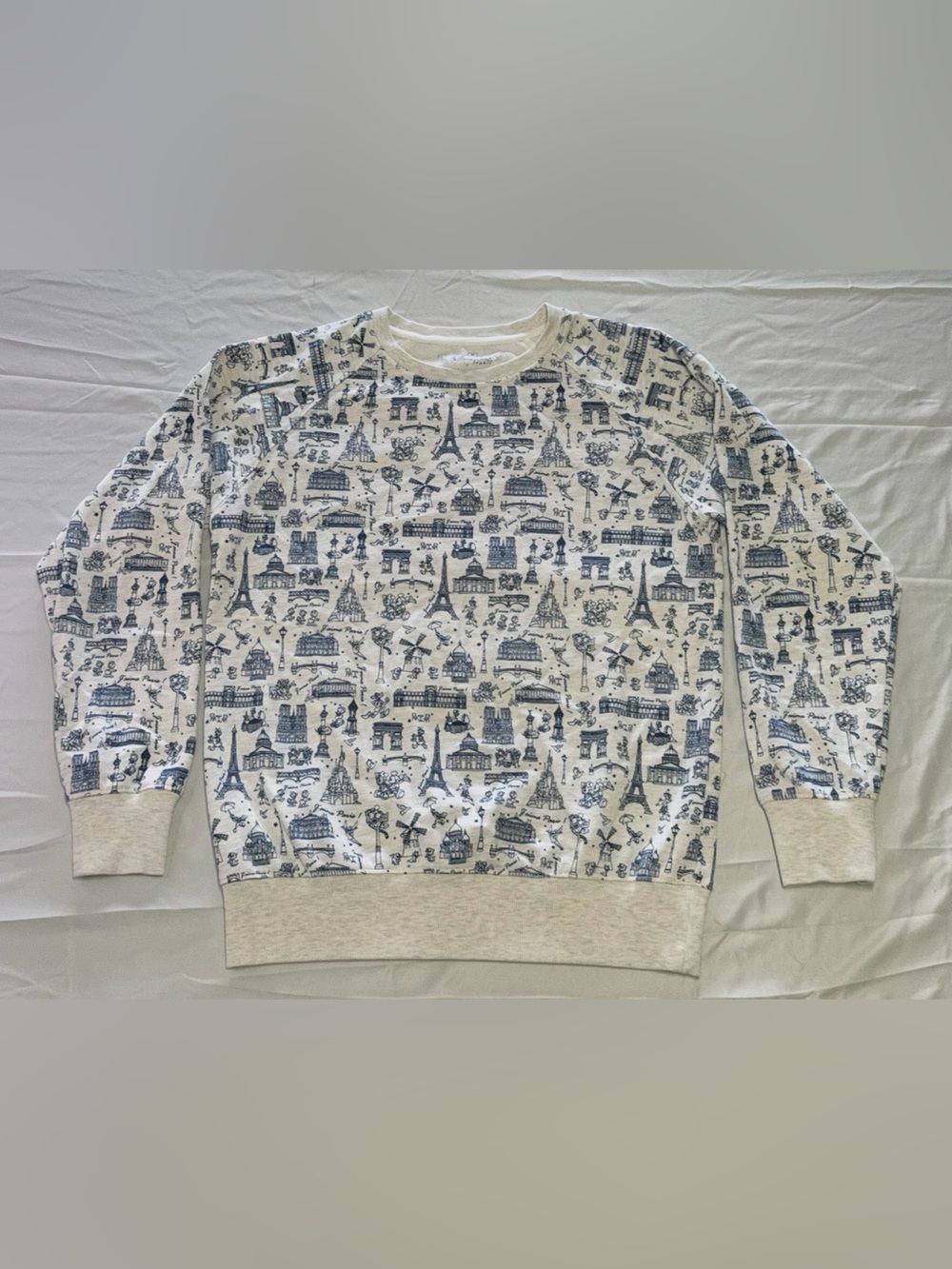Classic Disney Paris Crewneck Sweater - White & Navy - Size Medium